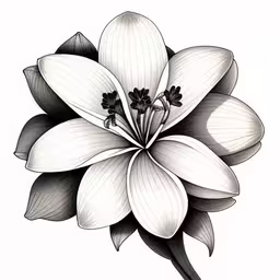 an art print of the white lily,a drawing of a flower on paper