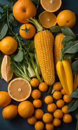 many different fruits and vegetables are displayed in this photo
