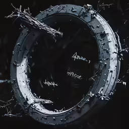 water droplets on a metal circular object with an inscription about water