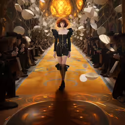 the catwalk of the runway looks incredible,a fashion show at a luxurious ball event