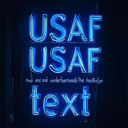 usf usaaf text neon sign on black background