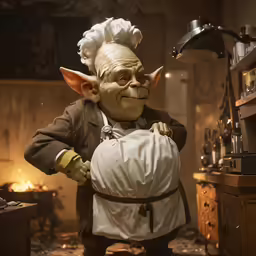 an image of a statue that looks like an elf in the kitchen