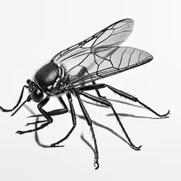 a drawing of a fly sitting on top of a white wall