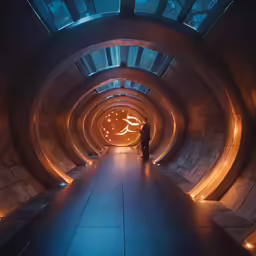 a person standing in the middle of a dark tunnel