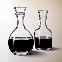 a glass decanter is shown next to another decanter