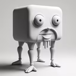a large white cartoon character with eyes and arms