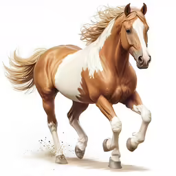 an artistic photo of a horse on white with brown spots