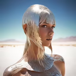 an image of a blonde girl in the desert