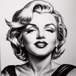 a pencil drawing of a marilyn monroe