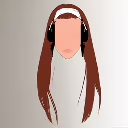 the woman is wearing headphones on her head,a drawing of a woman with headphones on