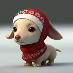 a very cute dog with a red bandana