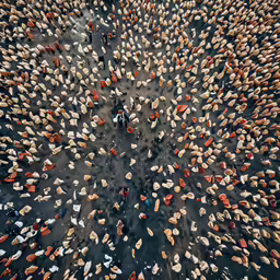 this is an aerial photo of a group of people from above