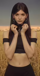 a young woman holding two cell phones in her hands