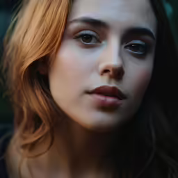 woman in profile, with hand on nose and eyes closed