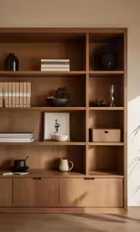 a shelf that has some shelves and pictures on it
