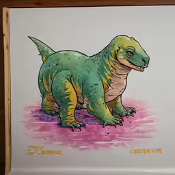 a drawing of a dinosaur in a sketch frame