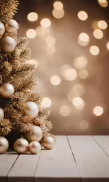 a small white christmas tree on top of a wooden floor