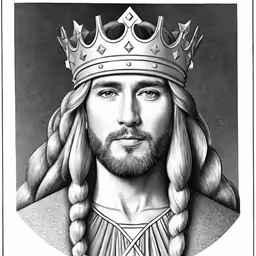 a drawing of the king in a crown
