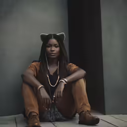 woman wearing a black outfit and brown accessories
