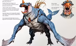 an animal with two horns and a mouth open