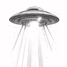 a black and white drawing of an alien spaceship