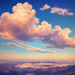 colorful clouds are above the mountains in the daytime,a mountain scene with clouds floating in the sky