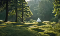 there is a piece of white triangle on the field
