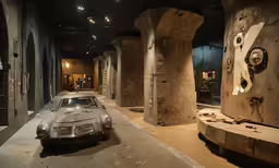 a car sitting in the middle of a dark tunnel