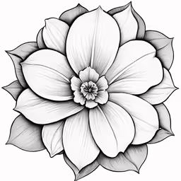 a flower that is black and white with leaves