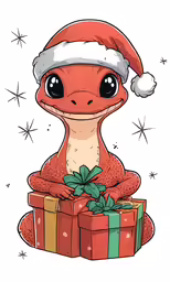 a cute brown and white turtle wearing a santa hat