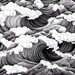 a picture of the ocean wave with lots of clouds