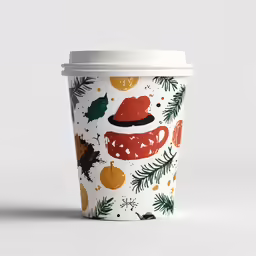 a cup with christmas pattern on it