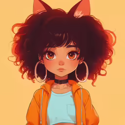 a girl with a cat earring wearing large hoop earrings