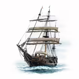a large sailing ship on the water