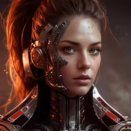 a woman wearing futuristic armor and a sci - fie outfit