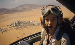 girl in helicopter wearing goggles and safety glasses