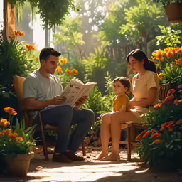 a baby sitting next to an adult while reading a book