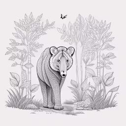 drawing of a bear in black and white