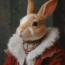 an adorable rabbit dressed in winter clothes