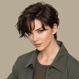 a woman in a green jacket posing for a photo