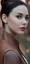 a close - up shot of a young woman with smoky eyes