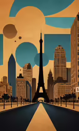 an abstract painting of the eiffel tower in paris