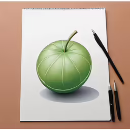 a drawing of an apple on a white paper
