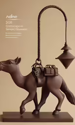 a decorative figurine of a horse carrying bags