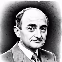 a drawing of a man in suit and tie