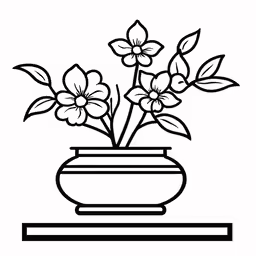 flowers in a vase, outline drawing