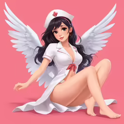 a girl in sailor clothes is posing with wings
