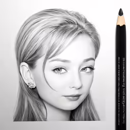 a pencil drawing of a young woman with long hair