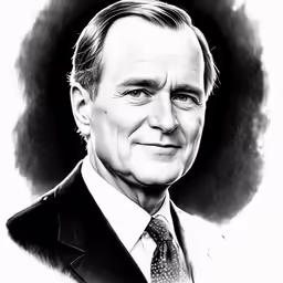 a portrait of a man in black and white, smiling