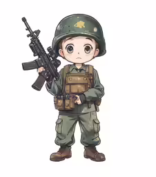 the cartoon soldier is holding an m4 rifle